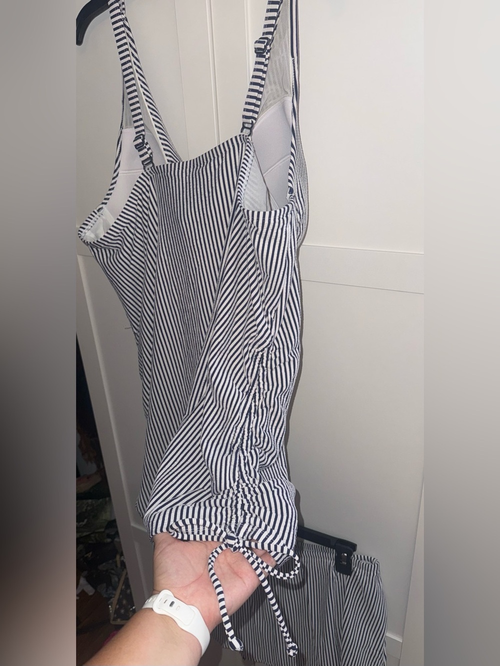 Cacique Navy & White Striped Tankini with skort  44D top / 22 bottom - Picture 5 of 10